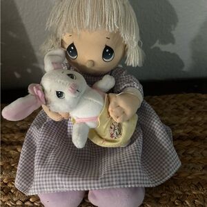 Vintage Precious Moments Adorable Plush Doll with Bunny - Purple and White